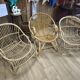 Set of 3 vintage rattan armchairs