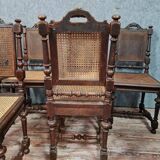 Series of 8 Renaissance hunting lodge chairs in walnut circa 1850