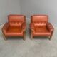 Set brutalist, Brazilian style leather lounge chairs, 1960s