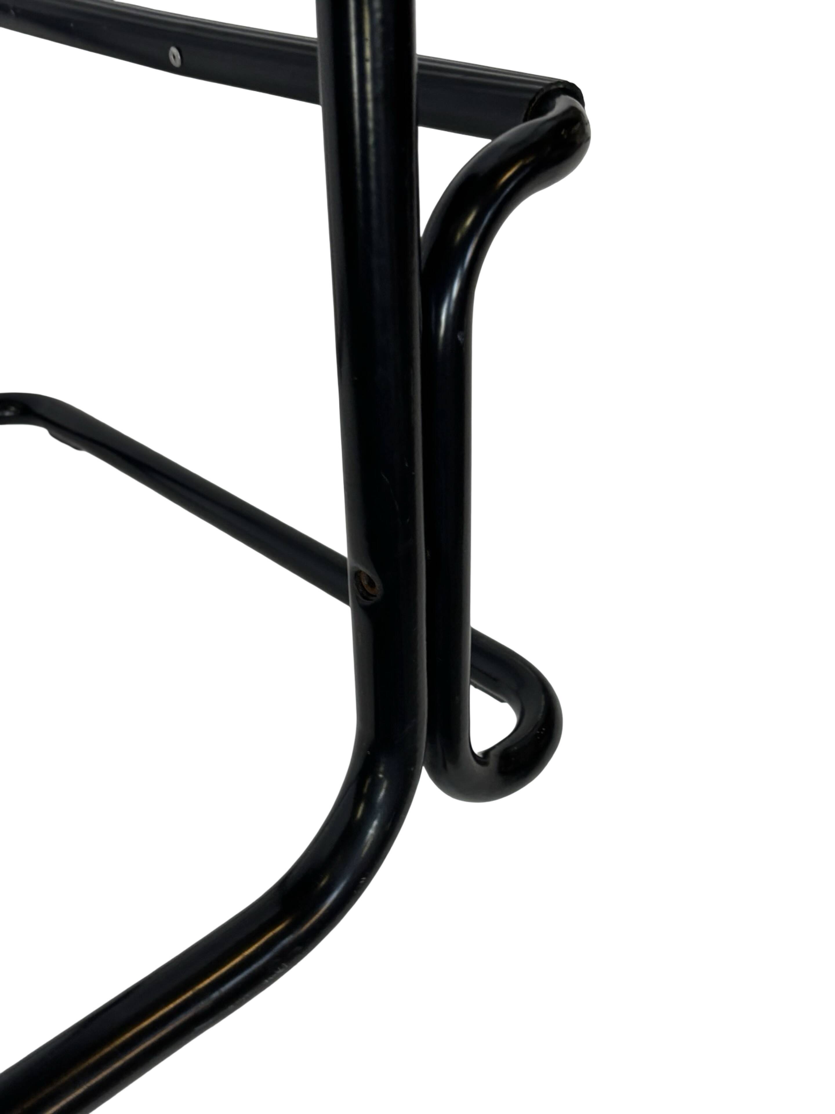 Vintage Black Leather & black frame Italian Modern Barstool