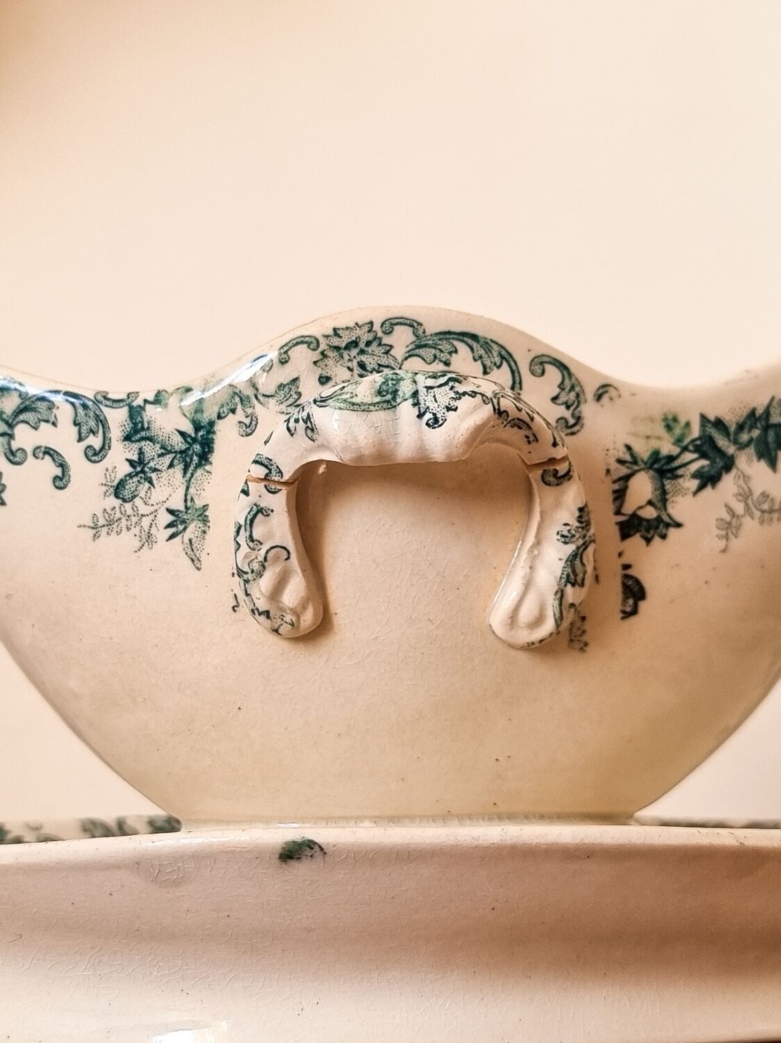 Late 18th century St Amand gravy boat in iron earth