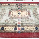 7x11 Rug For Living Room Red Green Bordered Vintage Area Rug, 215x335Cm