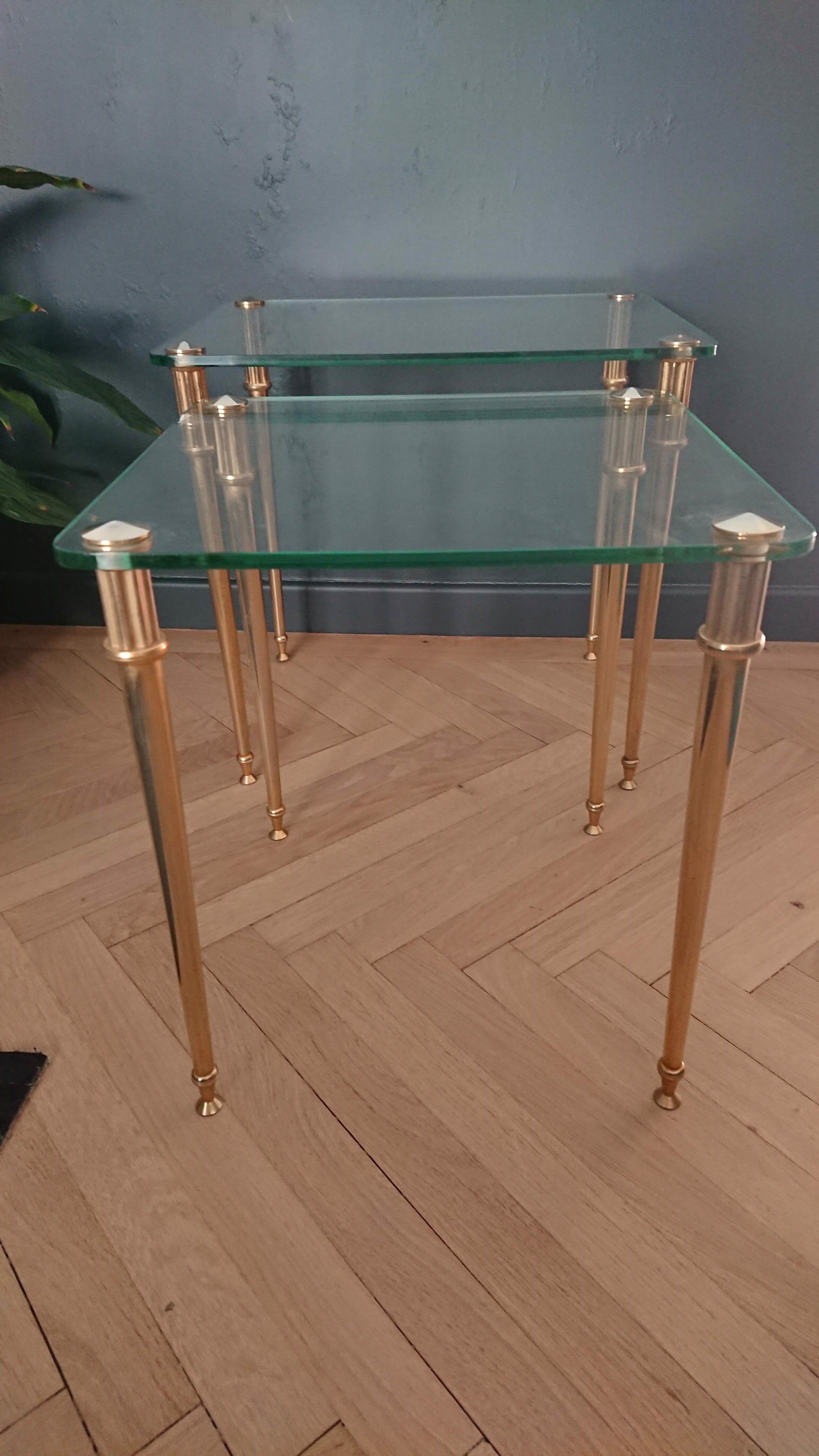 Brass and glass tables