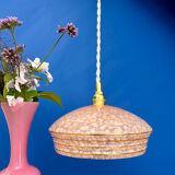 Vintage pink and gold clichy glass lampshade pendant light