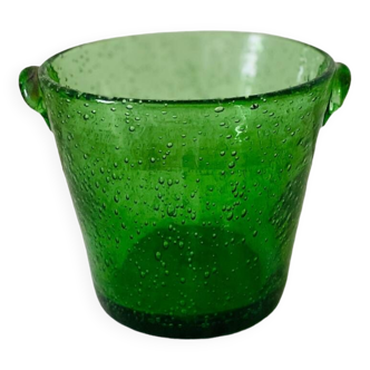 Small bubble glass ice bucket in the style of Biot