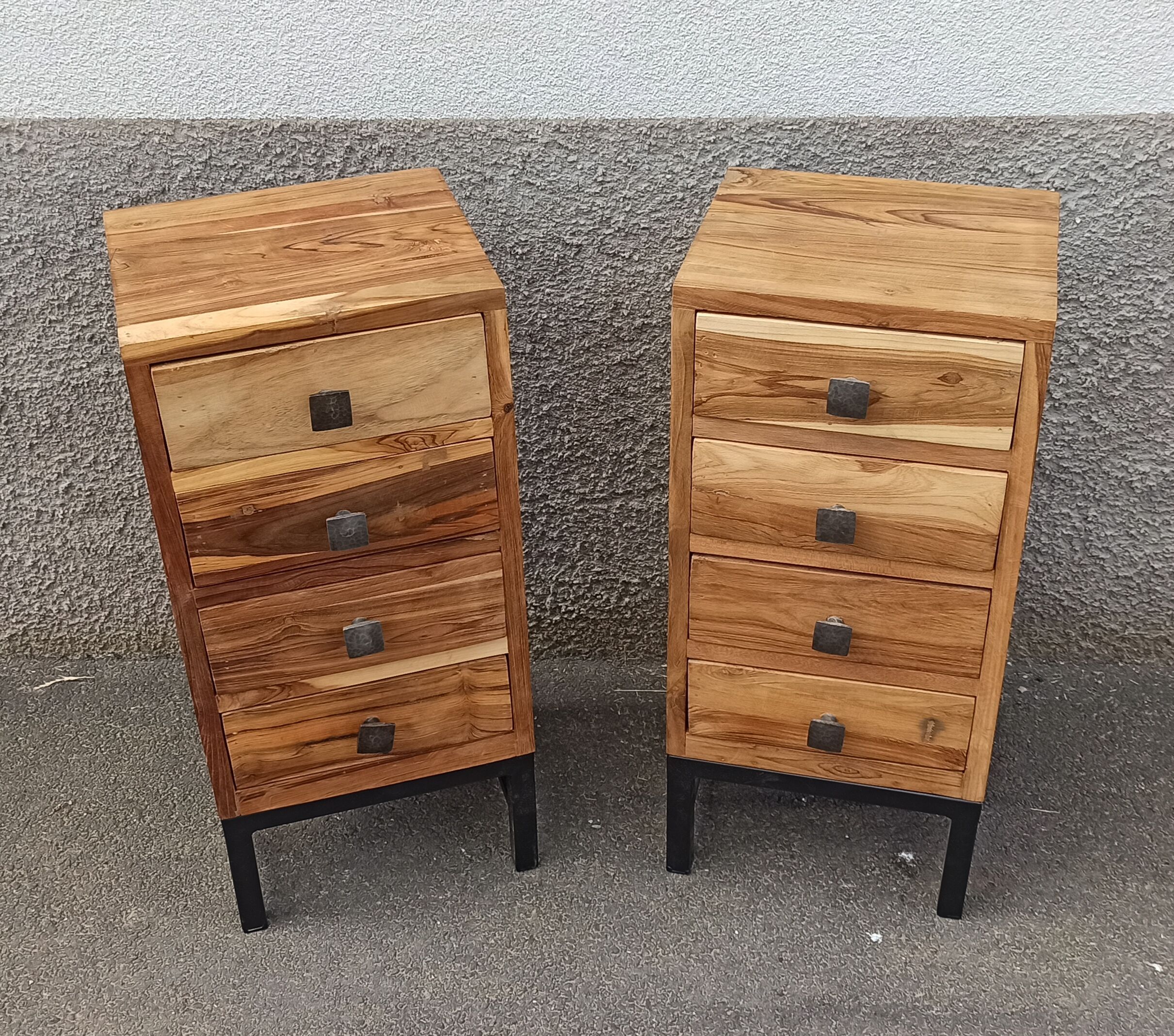 Pair of acacia bedside tables