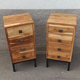 Pair of acacia bedside tables