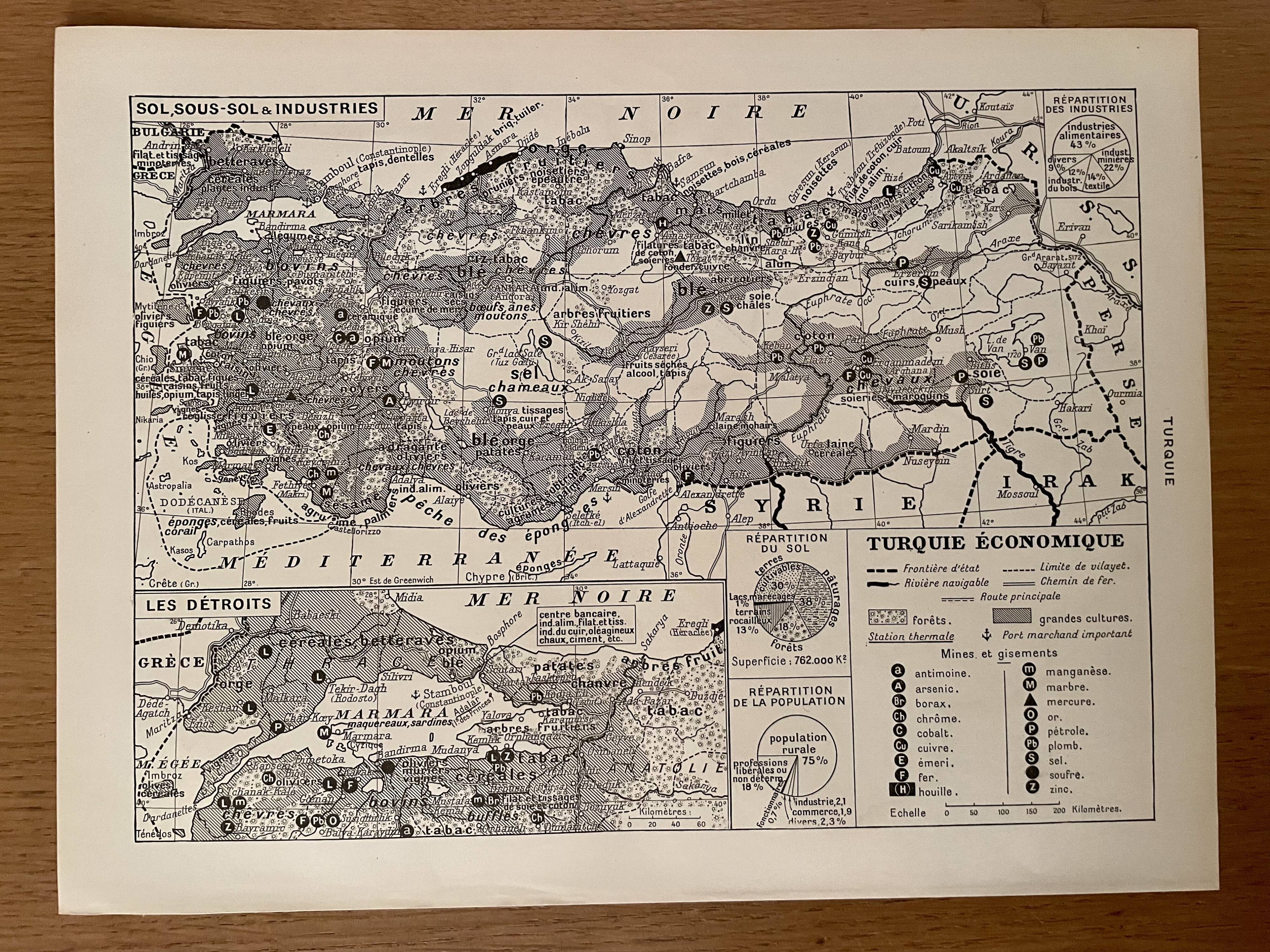 Carte sur la Turquie - 1930