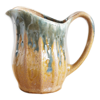 Art Nouveau inspired pitcher in flamed stoneware in the Denbac Rambervillers style
