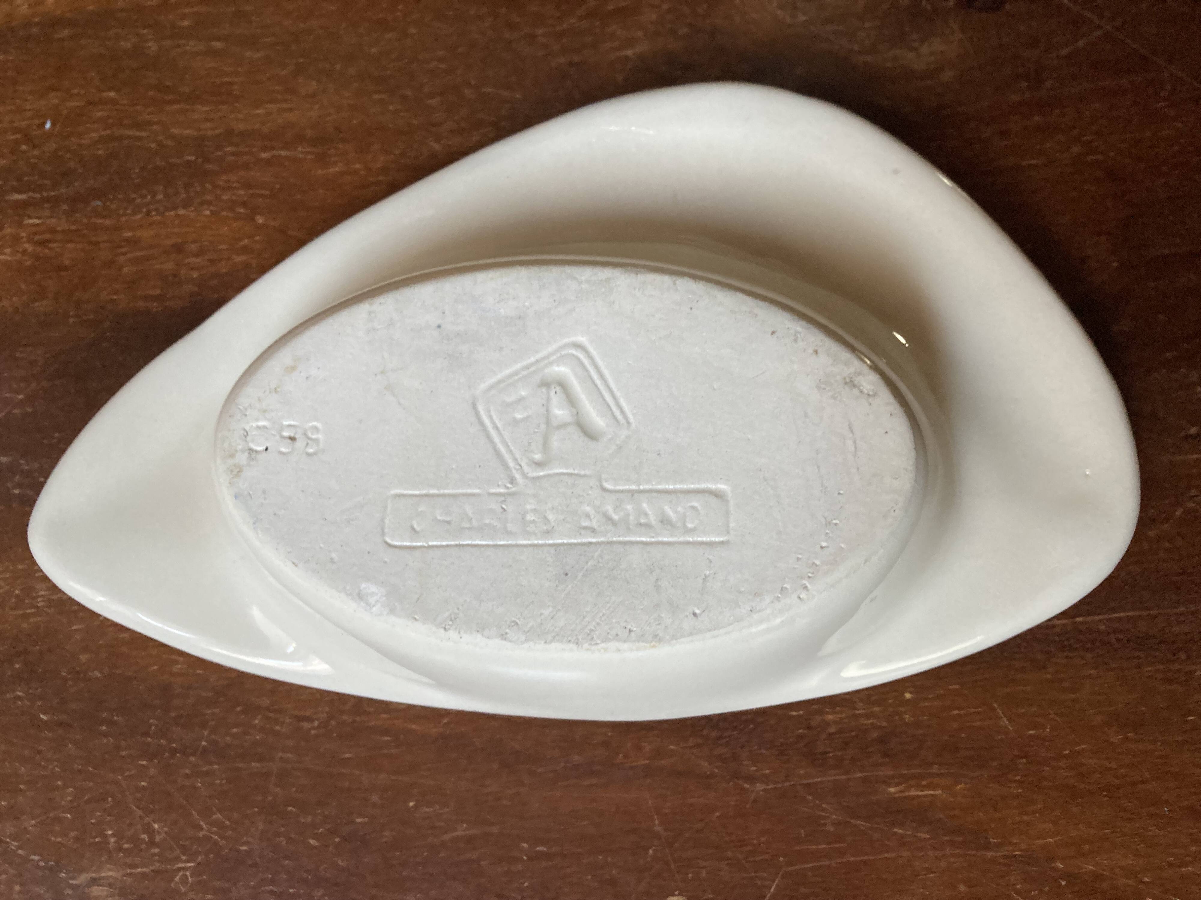 Ceramic fish ramekins signed Charles Amand