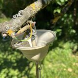 Country-style patinated metal chandelier – 5 arms – decorative foliage