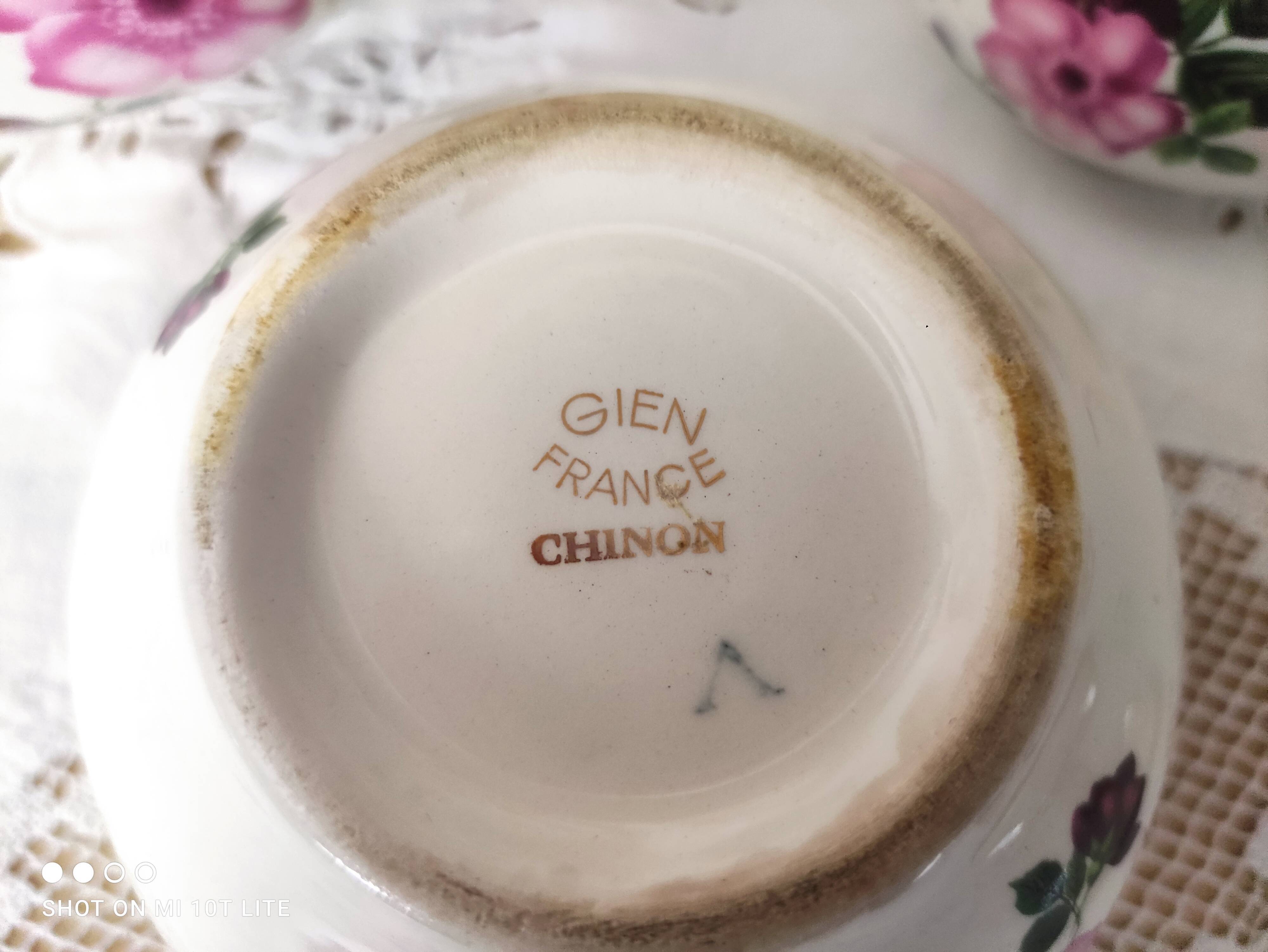 Coffee set 3 pieces Gien France Chinon model