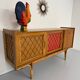 Antique French vintage 50s design wooden and rattan sideboard