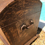 19th-century curved antique wooden chest
