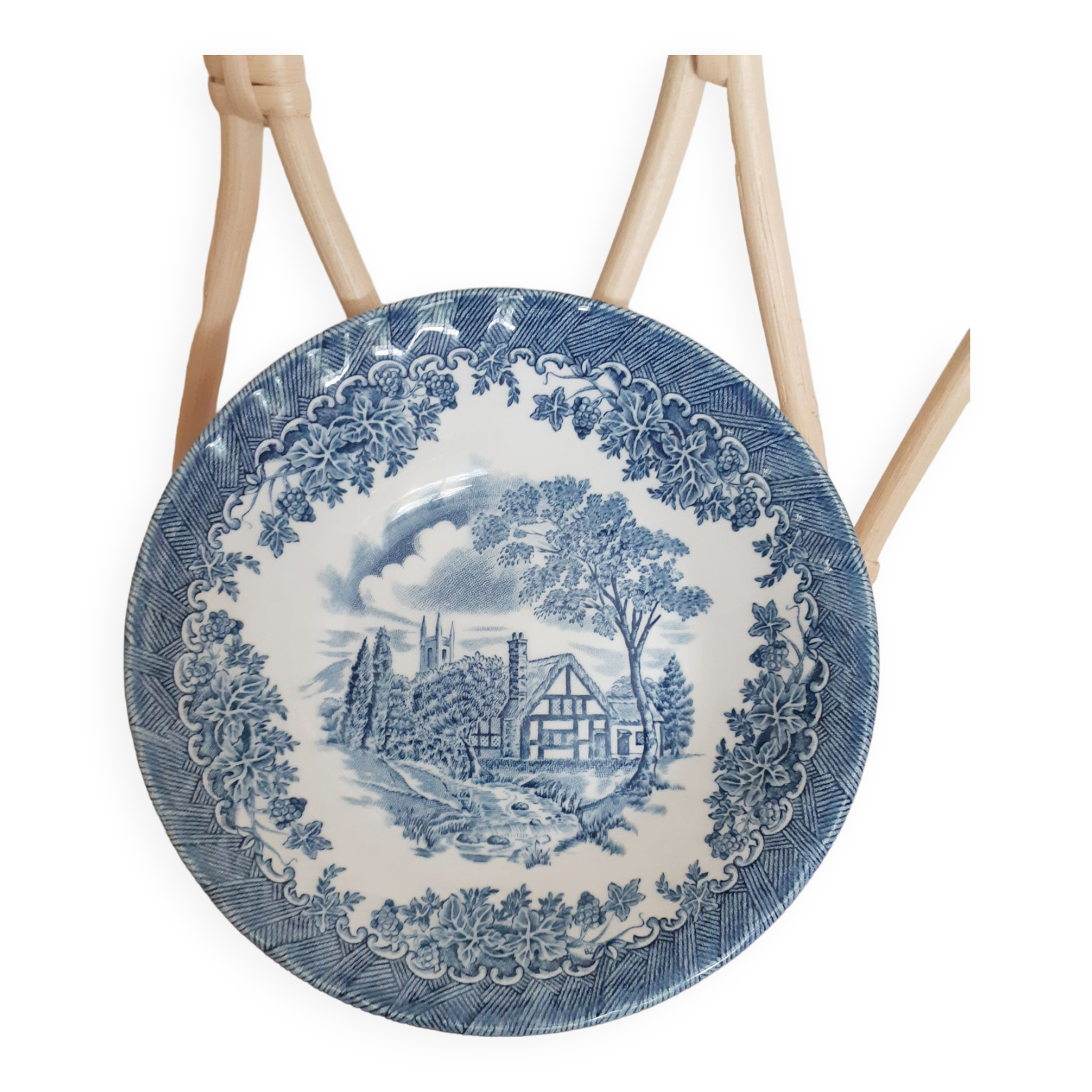 Cup, blue Churchill Staffordshire bowl, English porcelain