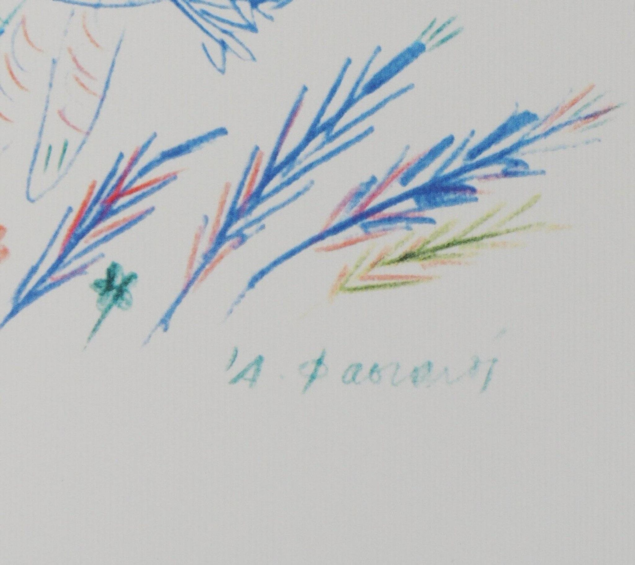 Alekos Fassianos : Colombe de la paix, lithographie signée