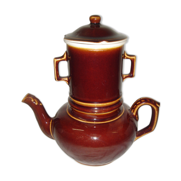 Théière en céramique marron de 1940