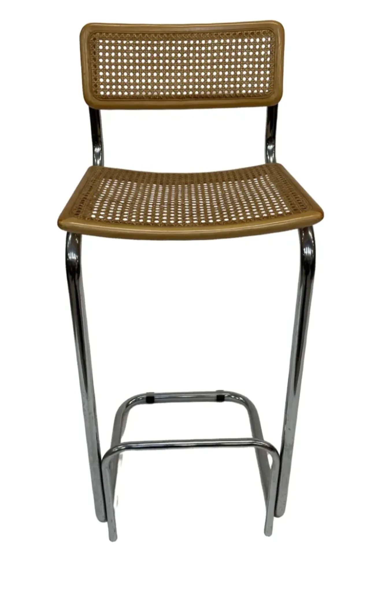 Vintage bar stool 80's Design Cesca style chrome and webbing