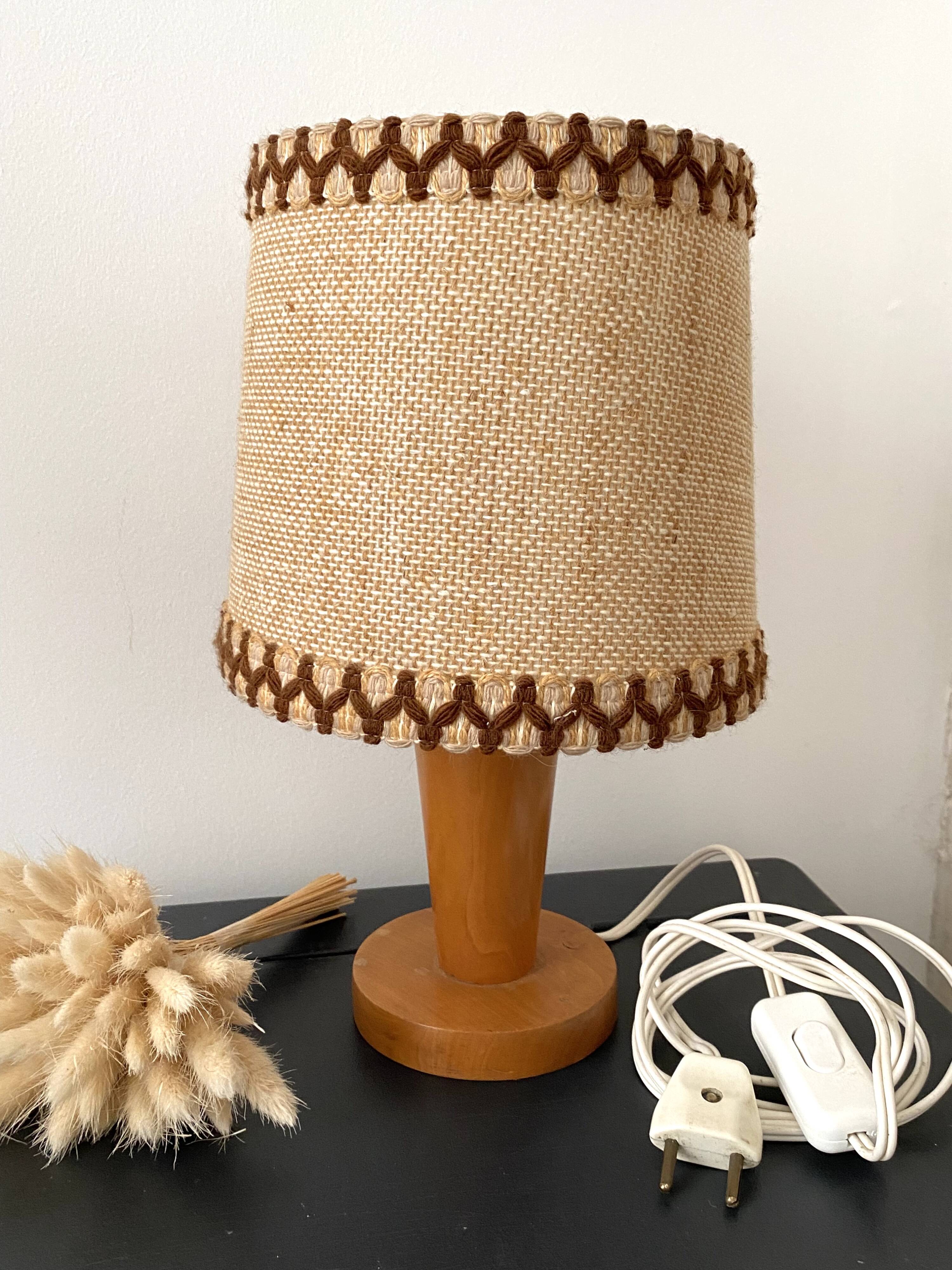 Wooden table lamp, 70s