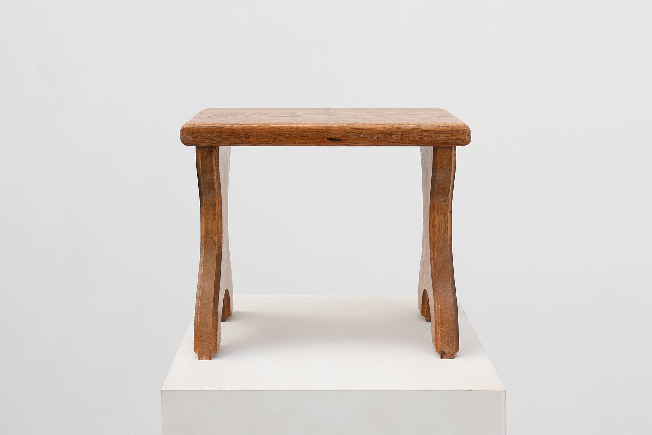 Sculptural hand-carved oak wooden stool, France, ca. 1900