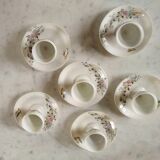 6 floral egg cups with their early 20th century porcelain bowl