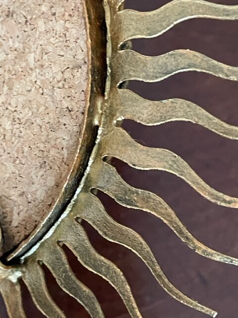 Sun mirror in gold metal 1950  21cm
