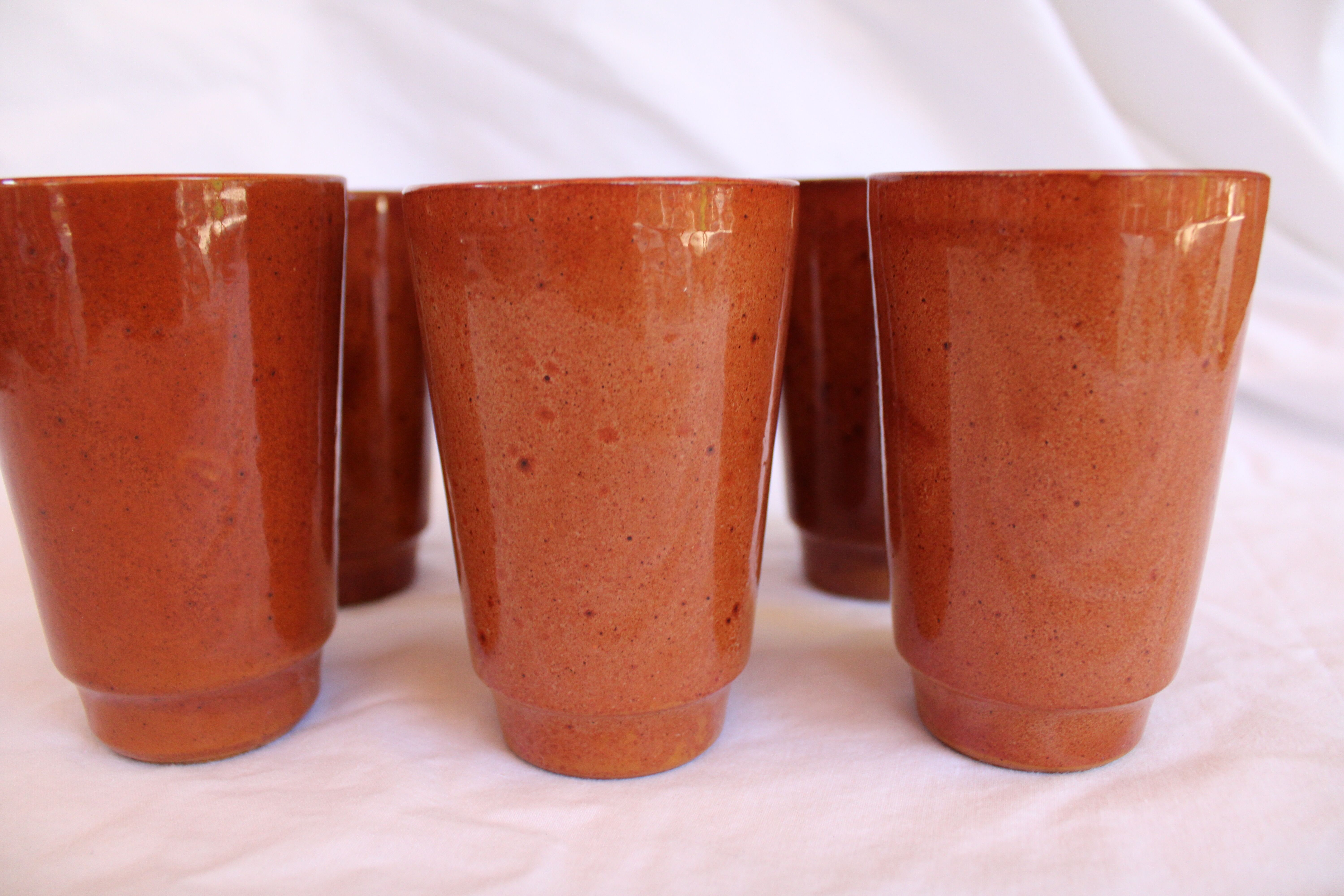 Set de 6 gobelets en grès vernissé vintage