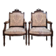 Pair of Louis XVI style queen-style armchairs in richly carved wood