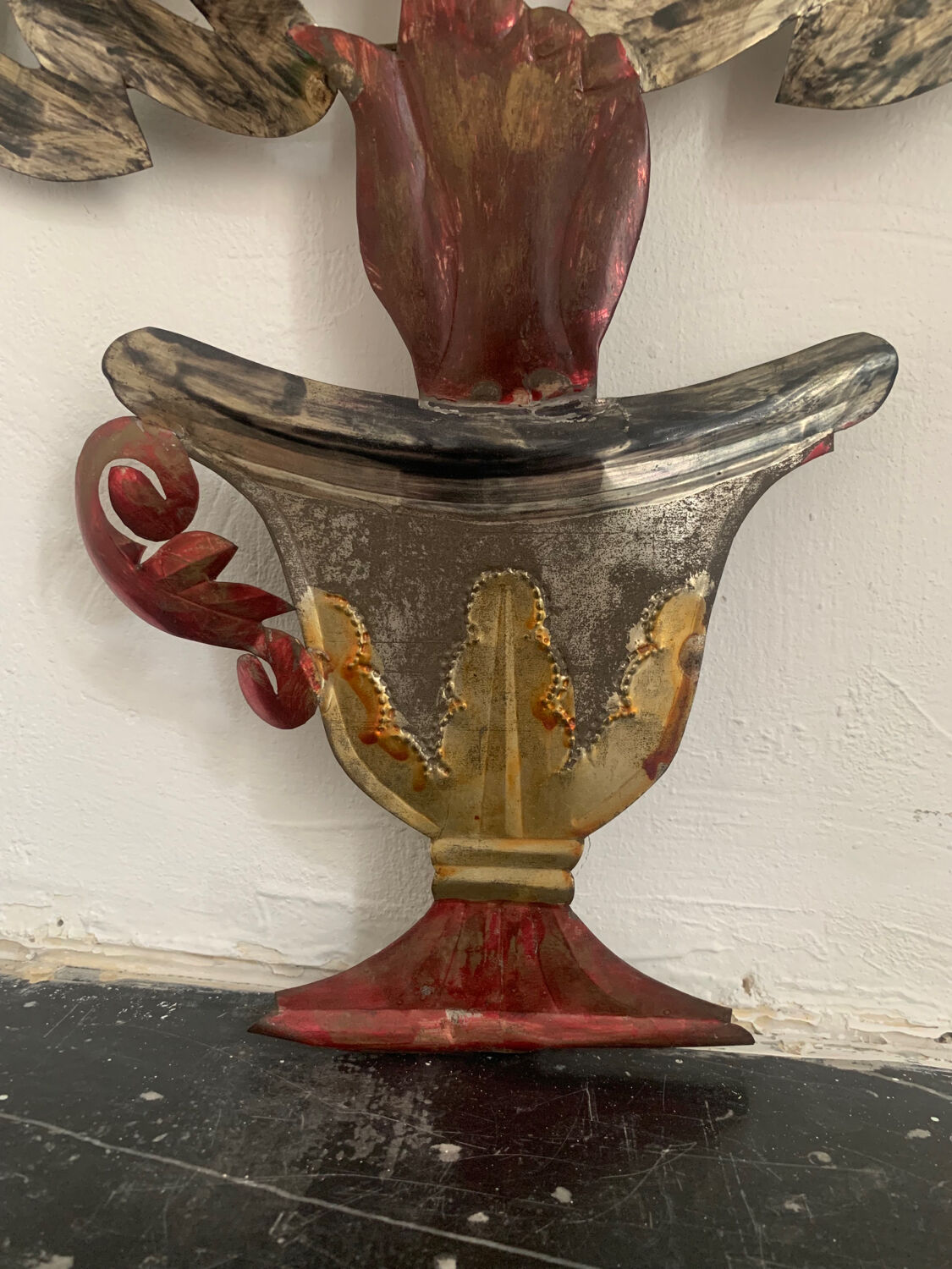 Antique wall candle holder, folk art