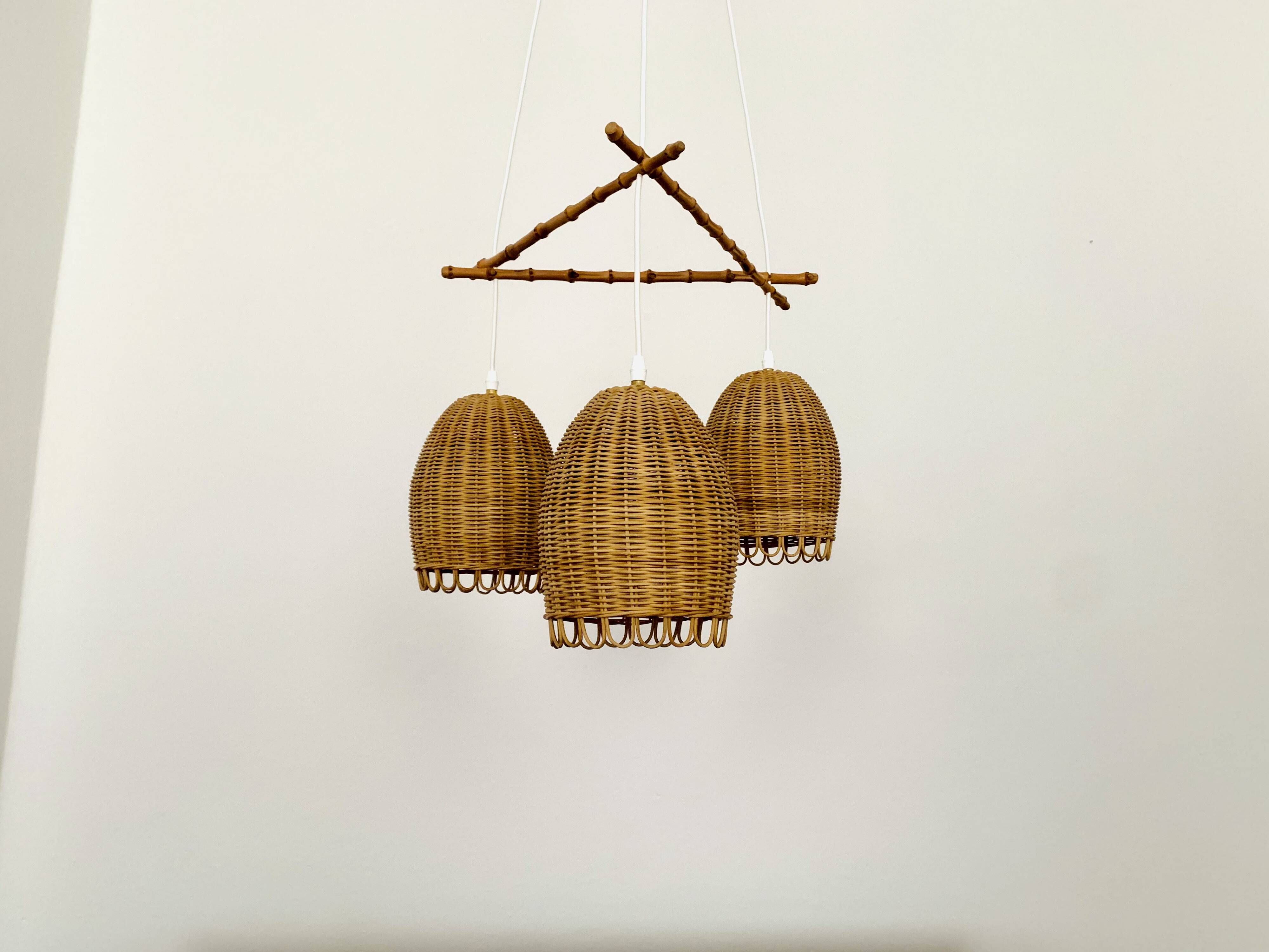 Wicker and Bamboo Cascading Lamp