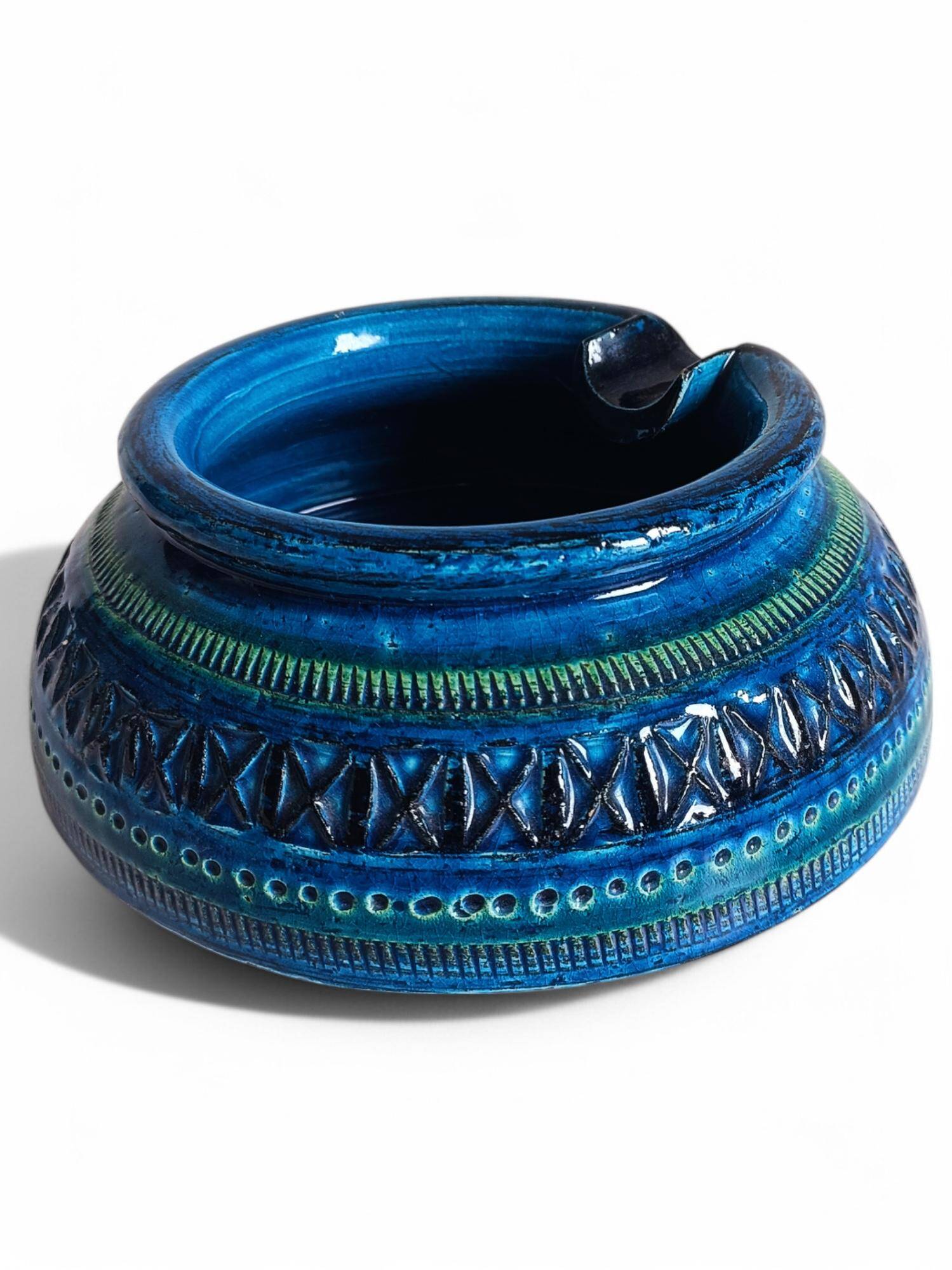 Bitossi Large Ashtray by Aldo Londi, Rimini Blu Ceramic, Italy, 1960s
