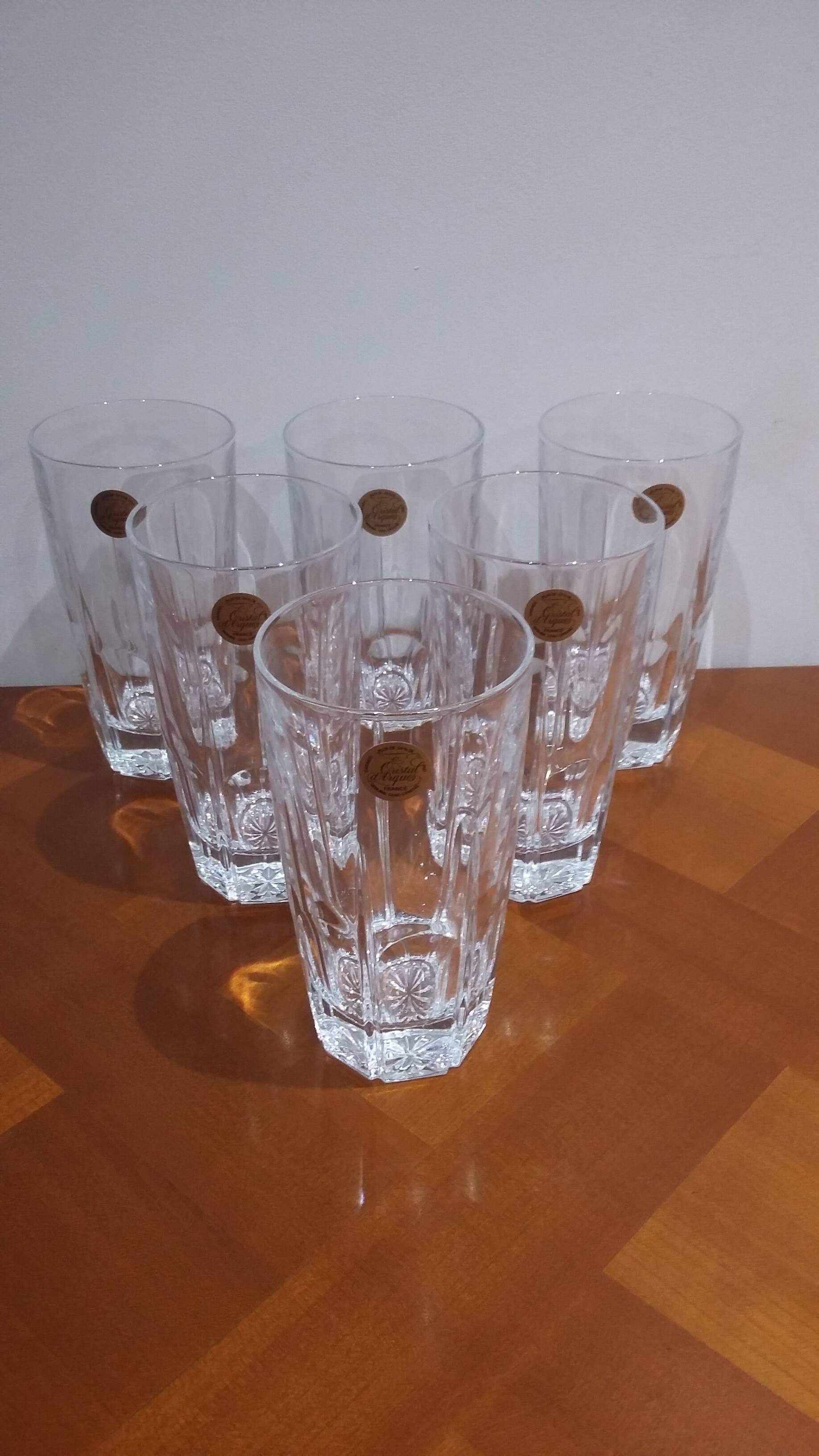 Très Joli Coffret De 6 Verre A Eau Ou Orangeade Bergerac En Cristal D'arque