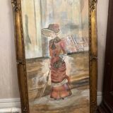 Grande Aquarelle Encadrée - Une Élégante - Signée période 1900