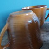 Large Arcopal France Volcan model mugs from 1970, caramel mustard