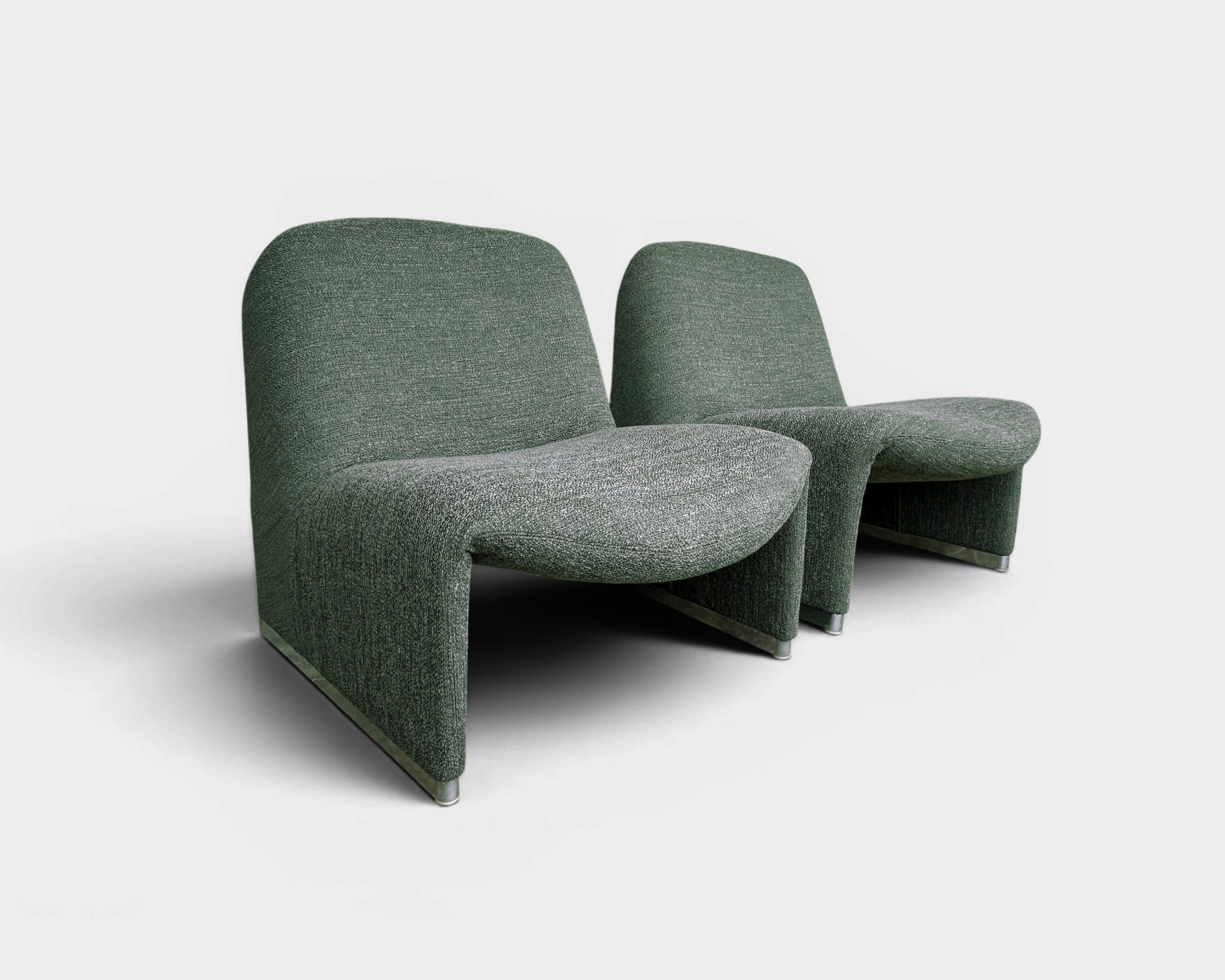 Paire de fauteuils Alky Giancarlo Piretti, Castelli 1970s, bouclé Minotti