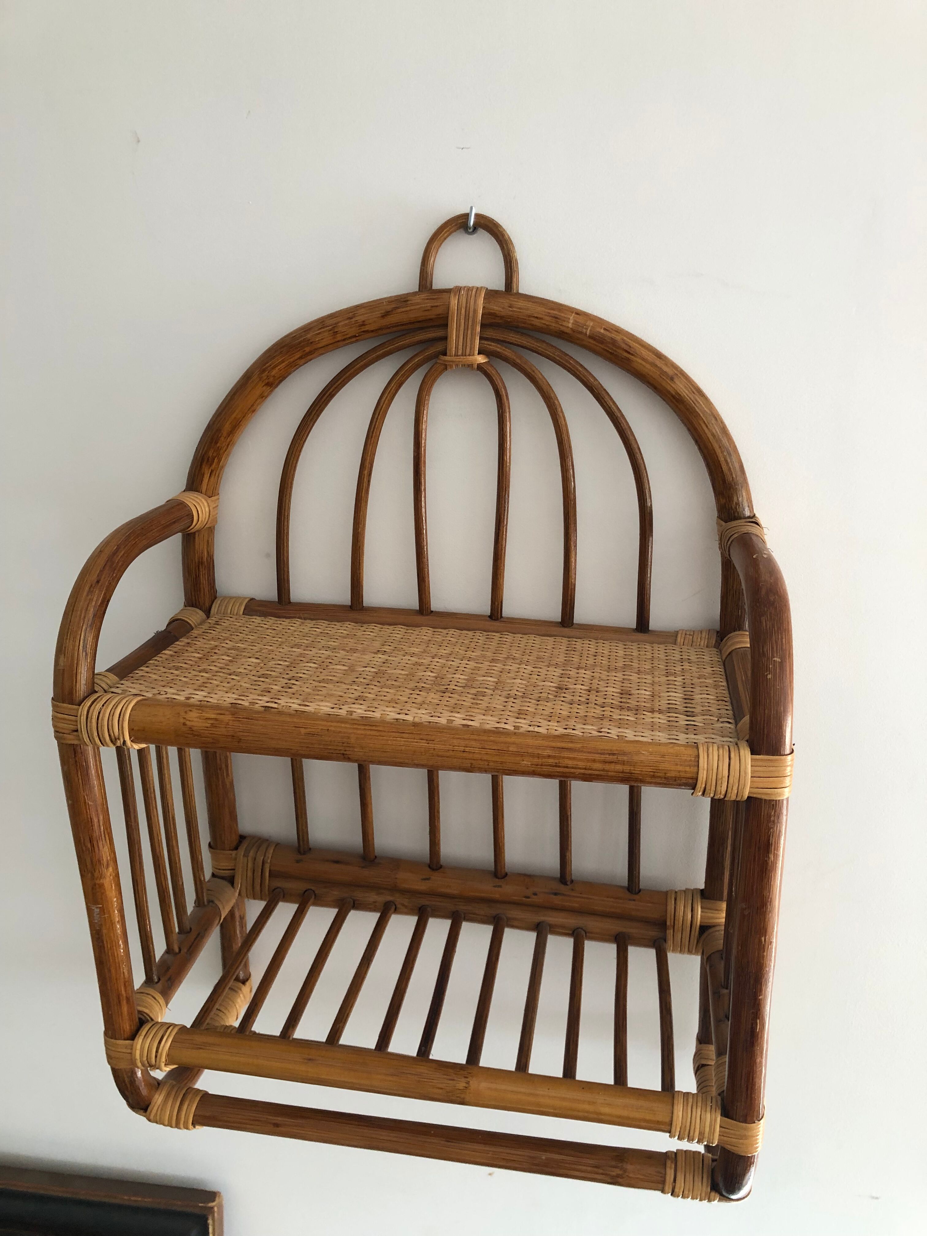 Vintage rattan shelf