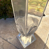 LALIQUE Vase France "Floréal" Satin and Clear Crystal — Signed