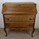 Louis XV Baroque scriban chest of drawers in solid wood, 20th century