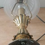Vintage lamp in metal with brass finish and frosted opaline glass – 2 available