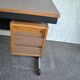 Bureau in Bauhaus mid-century style made of wood and black leather, Hungarian 1960s.