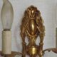 Pair of antique 2-light wall sconces in bronze with crystal pendants, Spain.
