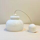 Opaline pendant light in white glass from the 60s and 70s vintage Free form