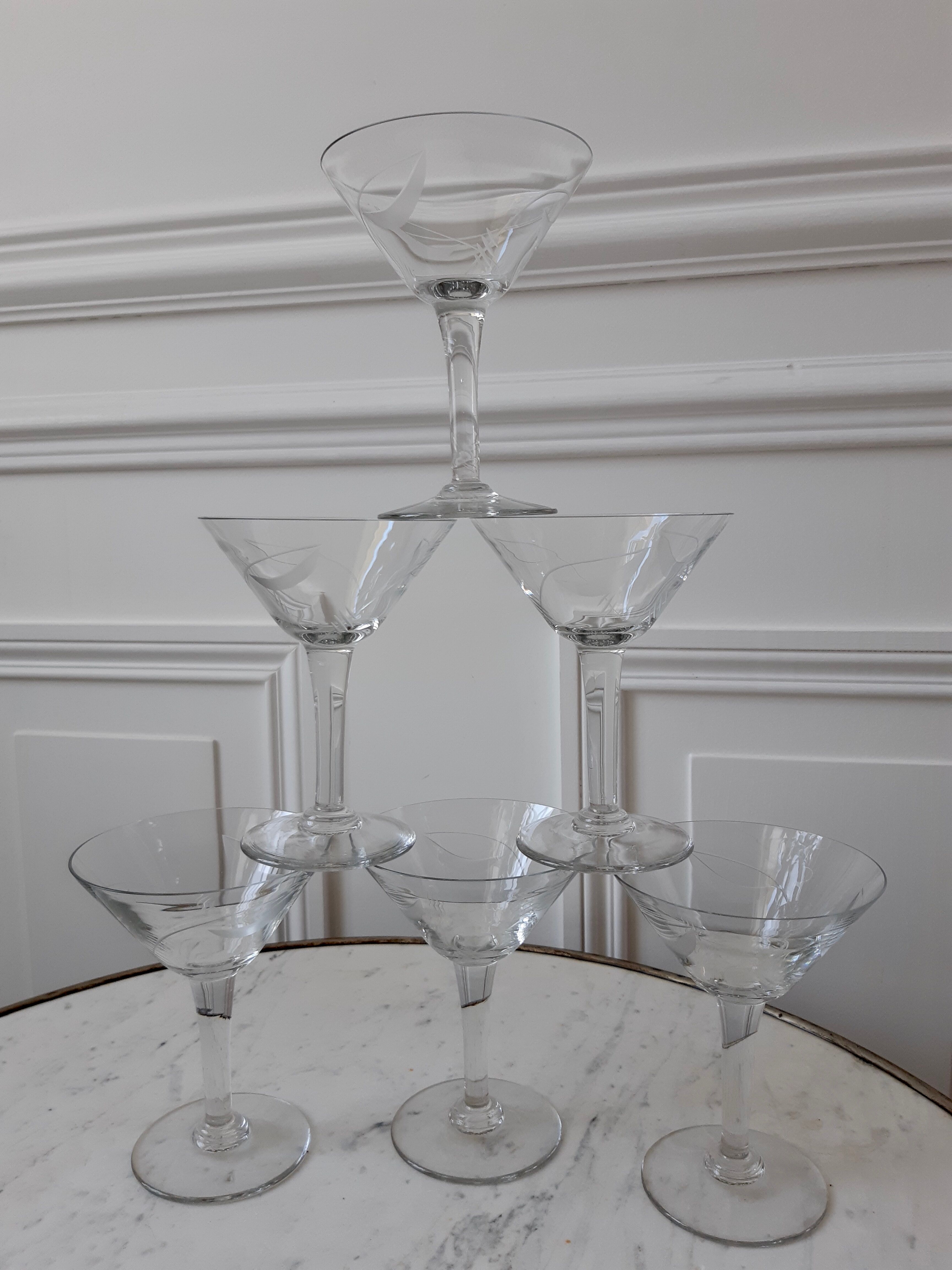 Lot of 6 crystal champagne glasses 50s