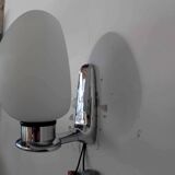 Pair of opaline chrome wall lights from the 70s.