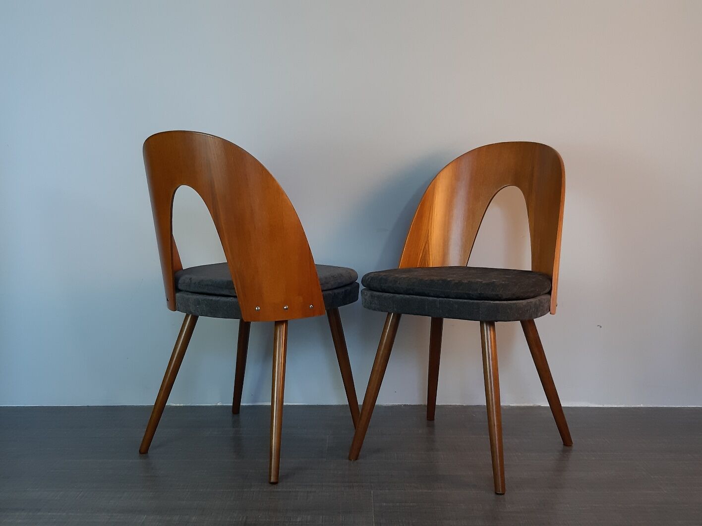 Set 6 chairs Walnut Suman by MIER, Mid-Century Czechoslovakia 1960 s