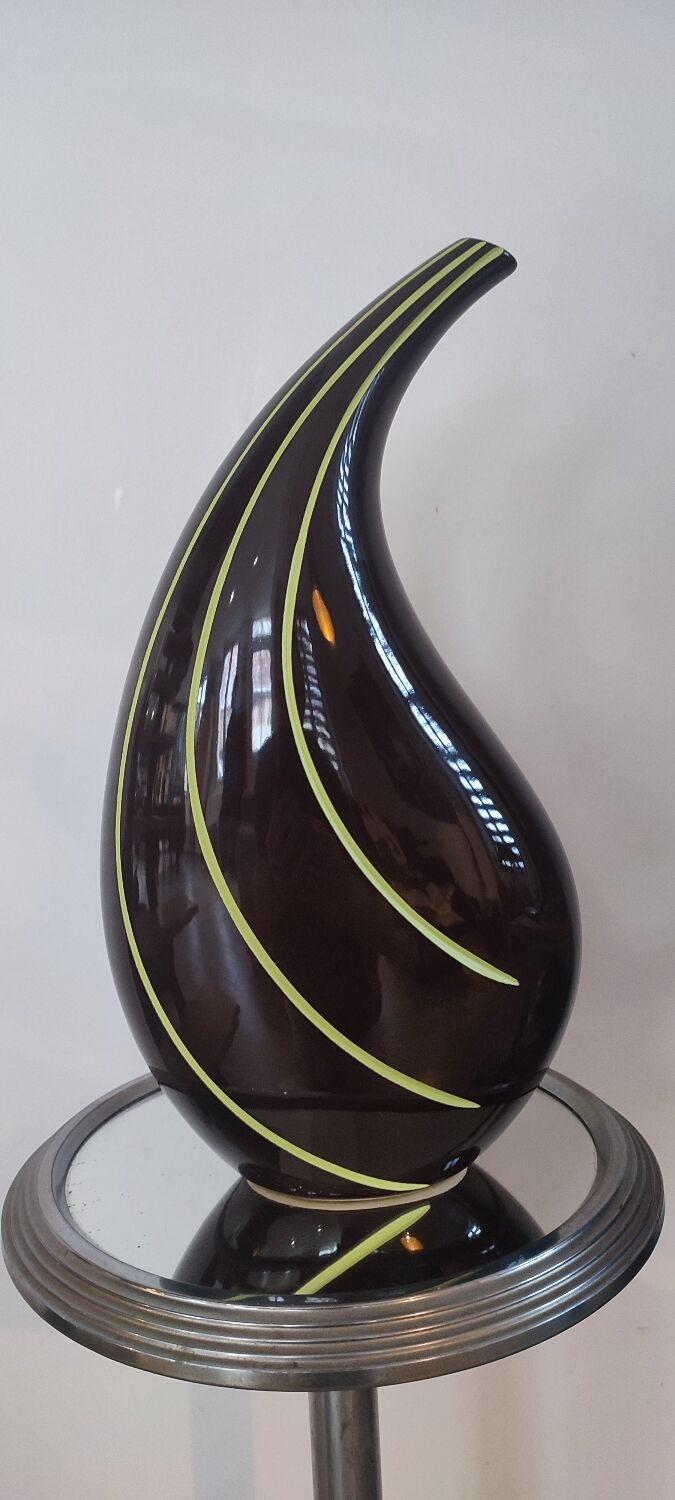 Sculptural ceramic vase, modernist line, designer piece
