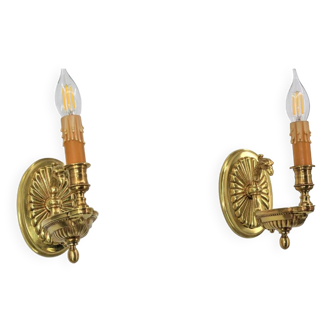 Pair of gilt bronze wall lights in Directoire style Lucien Gau