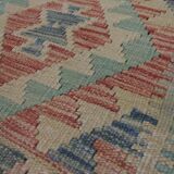 Blush Pink Kilim Rug, Handwoven Wool Tribal Accent Area Rug 60x89cm