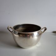 Silver-plated metal planter pot