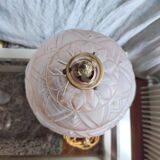 Art Deco globe opalin pink beaded lamp, 1920/30s